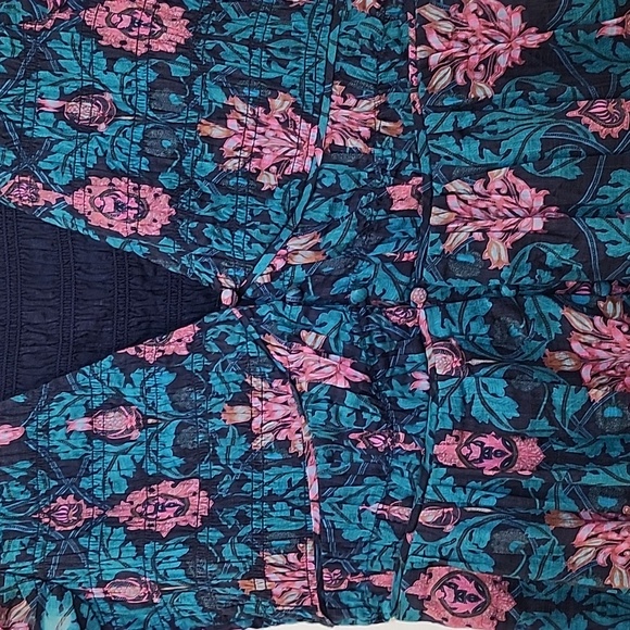 NWOT Anthropologie Peregrine Midi Dress Floral Teal and Pink Sz Meduim - Picture 11 of 16
